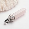 Bullet Brass Gemstone Pointed Pendants G-F218-10J-2