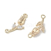 Brass & Clear Glass Flower Links Connector Charms KK-H482-16G-2