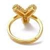 Rack Plating Letter Brass Micro Pave Clear Cubic Zirconia Adjustable Rings for Women KK-S391-03G-Y-3