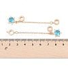 Rack Plating Star Brass Deep Sky Blue Cubic Zirconia European Safety Chains KK-F879-21G-3