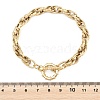 Textured 304 Stainless Steel Double Link Chain Bracelets for Women BJEW-P391-01B-G-3