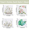 CREATCABIN 4 Sheets 4 Styles Plant PVC Self Adhesive Decorative Stickers DIY-CN0002-96-2