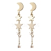 Moon & Star 304 Stainless Steel Dangle Stud Earrings EJEW-TA00504-1