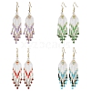 Woven Seed Beads & Natural Gemstone Tassel Earrings EJEW-MZ00154-1