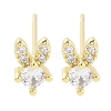 Brass Pave Clear Cubic Zirconia Stud Earring EJEW-S217-G02-1