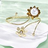 Lotus Alloy Arm Cuff Bangles for Girl Women AJEW-A063-01J-G-3