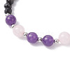 Natural Rose Quartz & Glass Round Beaded Bracelets for Women BJEW-JB12210-02-3