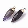 Top Golden Plated Natural Amethyst Pointed Pendants X-G-S359-078F-3