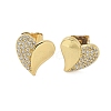 Brass Micro Pave Clear Cubic Zirconia Stud Earrings for Women EJEW-U034-02G-01-4