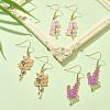 3 Pair 3 Style Flower of Life Alloy Enamel Dangle Earrings with 304 Stainless Steel Pins EJEW-JE05358-4