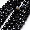 Natural Black Striped Agate/Banded Agate Beads Strands G-G581-12mm-03-1