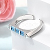 Brass Micro Pave Cubic Zirconia Cuff Open Rings for Women RJEW-L343-02P-01-3