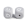 20Pcs Grey Cube Letter Silicone Beads 12x12x12mm Square Dice Alphabet Beads with 2mm Hole Spacer Loose Letter Beads for Bracelet Necklace Jewelry Making JX436D-2