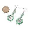 Alloy with Glass with Green Aventurinee & Tourmaline & Apatite Dangle Earrings EJEW-MZ00218-4