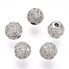 Rack Plating Brass Cubic Zirconia Beads ZIRC-S001-6mm-A03-1