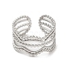 Non-Tarnish 304 Stainless Steel Wave Open Cuff Ring for Women RJEW-M149-36P-1