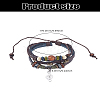 1Pc Leater Braided Multi-strand Bracelet with Alloy Musical Note Charms MUSI-LP0001-01A-2