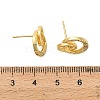 Flat Round Brass Micro Pave Clear Cubic Zirconia Stud Earring Findings KK-D102-09G-3