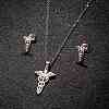 Stainless Steel Pendant Neckllace and Earrings Sets PW-WG4042D-04-1