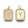 Brass Micro Pave Clear Cubic Zirconia Pendants KK-S356-234Y-G-NF-2