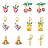12Pcs 6 Styles Brass Micro Pave Gold Cubic Zirconia Charms ZIRC-HS0001-25A-NF-1