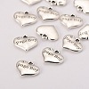 Wedding Theme Antique Silver Tone Tibetan Style Heart with Page Boy Rhinestone Charms TIBEP-N005-14B-2