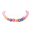 Acrylic Flower & Faceted Round Beaded Necklaces NJEW-JN04191-4