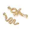  Jewelry 2Pcs 2 Style Brass Micro Pave Clear Cubic Zirconia Pendants ZIRC-PJ0001-10-NF-2