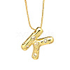 Brass Micro Pave Clear Cubic Zirconia Initial Pendant Necklaces FS-WGF17D9-16-1