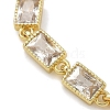Rectangle Brass Pave Cubic Zirconia Link Chain Bracelets for Women BJEW-P385-05G-01-2