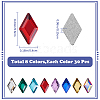 Gorgecraft 240Pcs 8 Colors Rhombus Glass Cabochons GGLA-GF0002-02-2