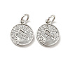 Flat Round with Swan Pattern Brass Micro Pave Clear Cubic Zirconia Charms KK-G425-22P-1