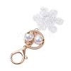 Snowflake Acrylic with ABS Plastic Pearl Bead Pendant Keychain KEYC-JKC00882-4