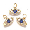 Brass Micro Pave Cubic Zirconia Charms X-ZIRC-F111-18G-1