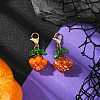 2Pcs Halloween Theme Pumpkin Glass Seed Beads Pendant Decorations HJEW-MZ00283-1