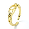 Brass with Cubic Zirconia Open Cuff Ring RJEW-B051-12G-1