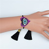 Glass Seed Braided Bead Bracelet with Double Tassel BJEW-A121-26A-1