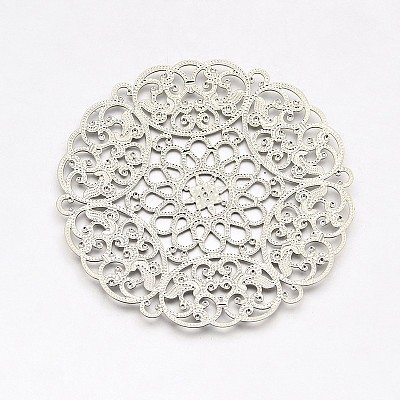 Brass Large Flower Filigree Findings KK-L056-01P-1