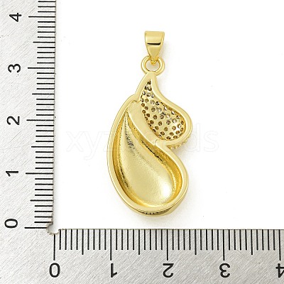 Rack Plating Brass Micro Pave Clear Cubic Zirconia Pendants KK-Z067-17G-1