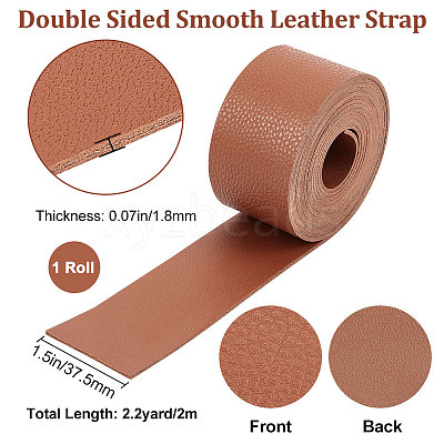 2M Flat Single Face Lychee Pattern Imitation Leather Band LC-WH0010-02B-03-1