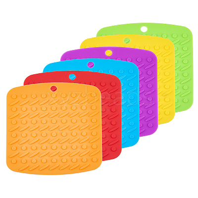 6Pcs 6 Colors Square Silicone Hot Mats for Hot Dishes AJEW-DC0001-14-1