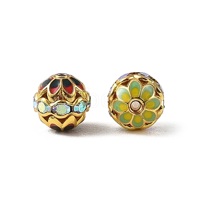 Brass & Alloy & Rhinestone Enamel Beads RB-CBA973B-11B-G-1