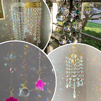 80Pcs Transparent Faceted Glass Connector Charms GLAA-SP0001-88C-02-1
