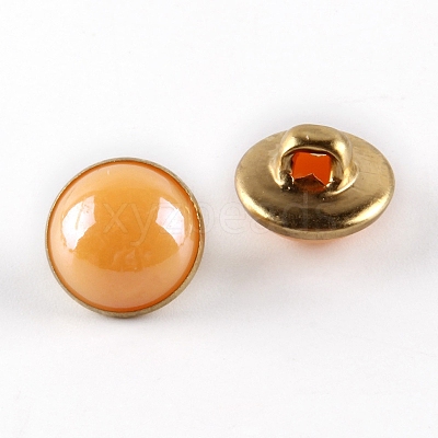 1-Hole Brass Resin Button BUTT-WH0015-35G-1