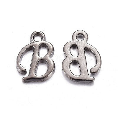 Gunmetal Plated Alloy Letter Pendants LS-PALLOY-J718-01B-B-1