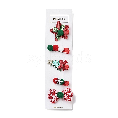 Christmas Theme Cloth Felt Fabric Alligator Hair Clip OHAR-R100-01E-1