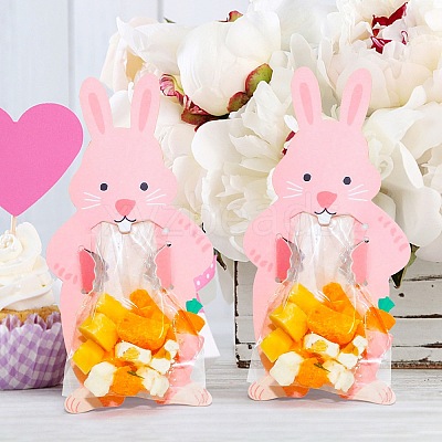 20Pcs Easter Rabbit Plastic & Paper Candy Storage Bags PW-WG91212-01-1