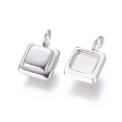 Non-Tarnish 304 Stainless Steel Pendant Cabochon Settings X-STAS-F222-024-1