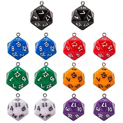 14Pcs 7 Colors Acrylic Pendants MACR-SZ0001-69-1