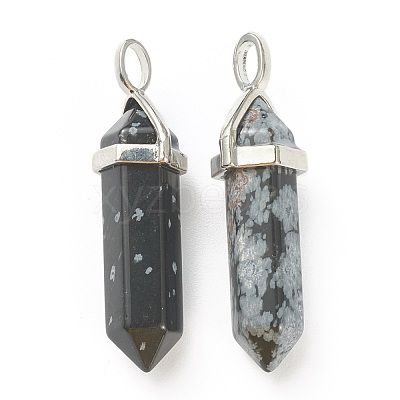 Natural Snowflake Obsidian Pointed Pendants G-M378-01P-A09-1